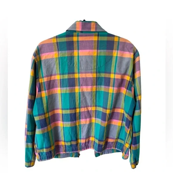 Allen Solly Vintage Madras Plaid Jacket, Petite L - Picture 2 of 12